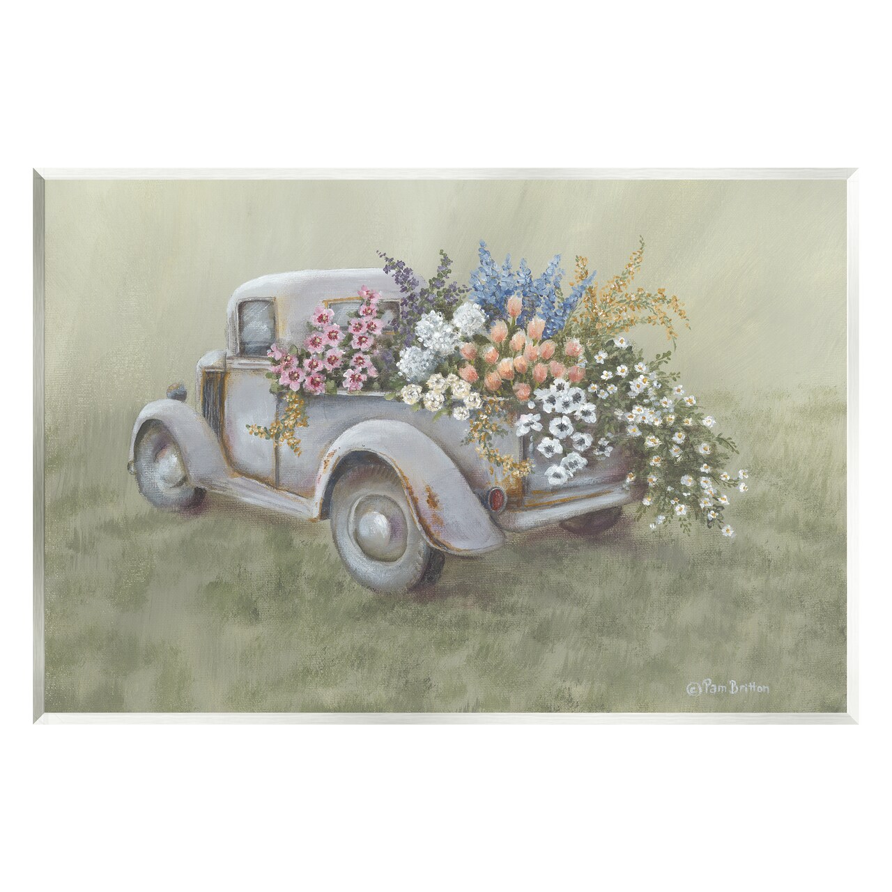 Stupell Industries Farmhouse Flower Buggy Car Wall Plaque Art